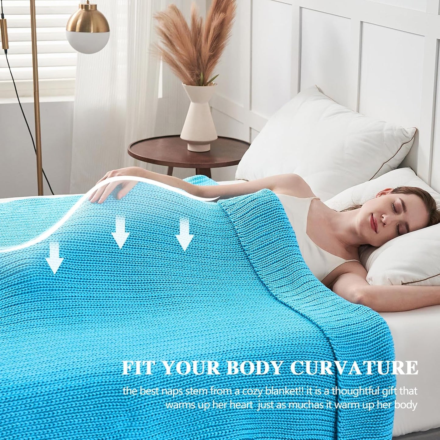 L'AGRATY Knitted Weighted Blanket - 50"x60", 10lbs Cooling Chunky Knit Heavy Blanket for Adults, Braided Crochet Throw, Thick Cable Yarn, No Beads, Evenly Weighted, Machine Washable