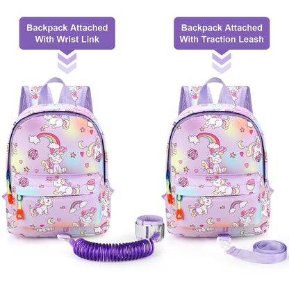 Accmor Toddler Harness Backpack Leash, Mini Unicorn Backpacks with Anti Lost Wrist Link, Cute Child Backpack Walking Leashes Keep Kids Close Rope Tether Rein for Baby Girls to Outdoor Travel