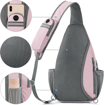G4Free Sling Bag RFID Blocking Sling Backpack Crossbody Chest Bag Daypack for Hiking Travel (Pink)