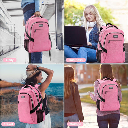 ANKUER Backpacks for Women, Backpack Fits Up 15.6 in Laptop Backpack for Travel, Backpacks with USB Charging Port, Work Business Backpack for School (Pink)