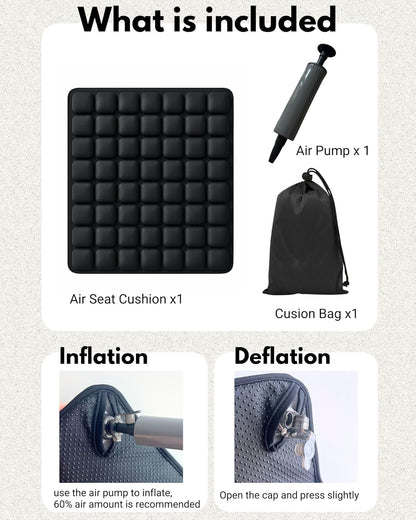 56 Air Cells Travel Cushion, 3D Inflatable Seat for Airplane, Car, Office Chair & Wheelchair, Portable & Comfortable Air Cushion for Long Flights, Driving & Sitting