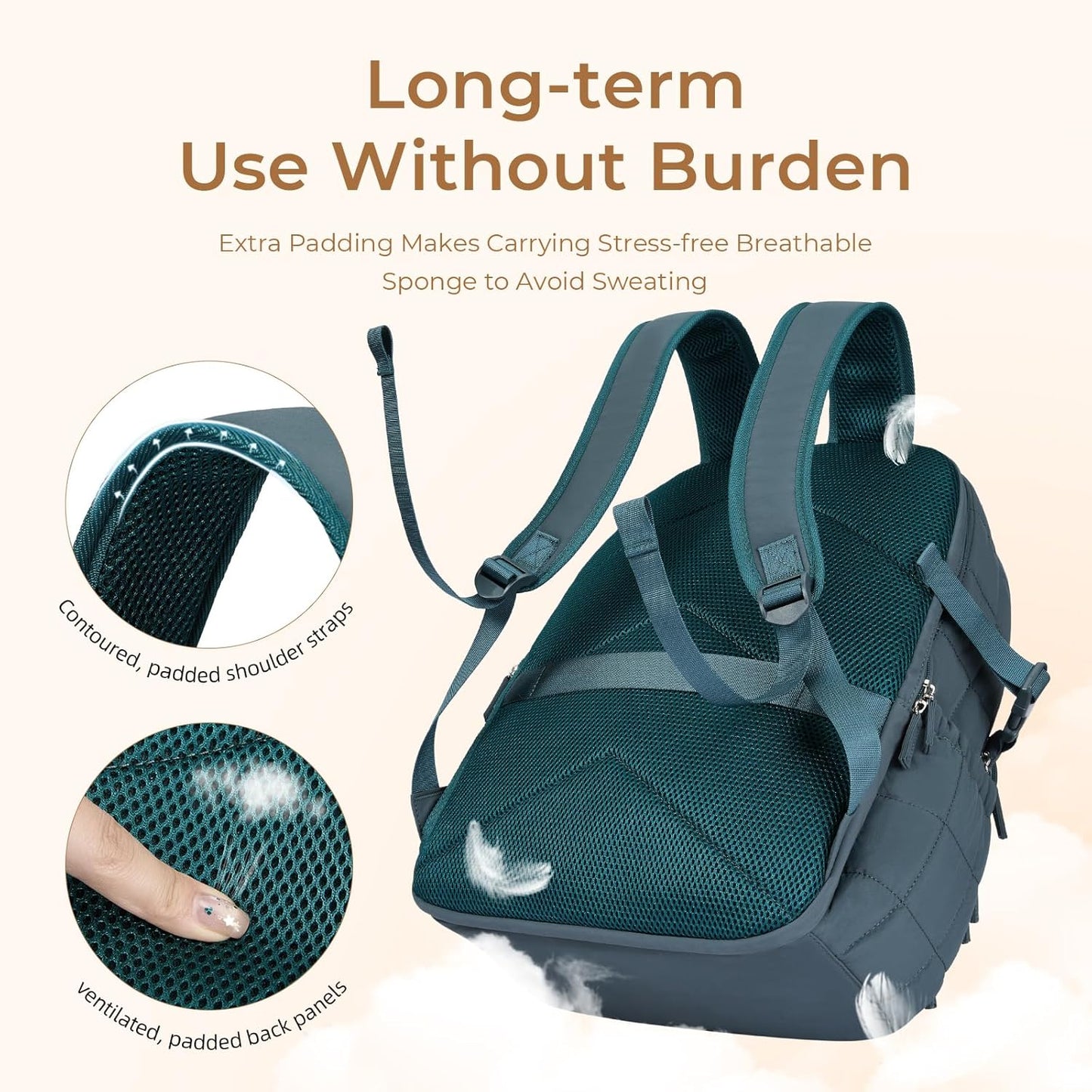 CLUCI 17.3 Inch Laptop Backpack for Women, Anti Theft Travel Backpack, Puffer Quilted Work Backpack, Water Resistant College Bookbag, Carry on backpack with RFID(Green)