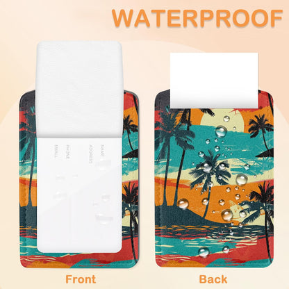 Abstract Beach 3 Pack Luggage Tags for Suitcases, Colorful Tropical Palm Tree Sunset PU Leather Luggage Tag for Travel, Bag Tags with Privacy Name ID Card and Steel Loop for Women Men