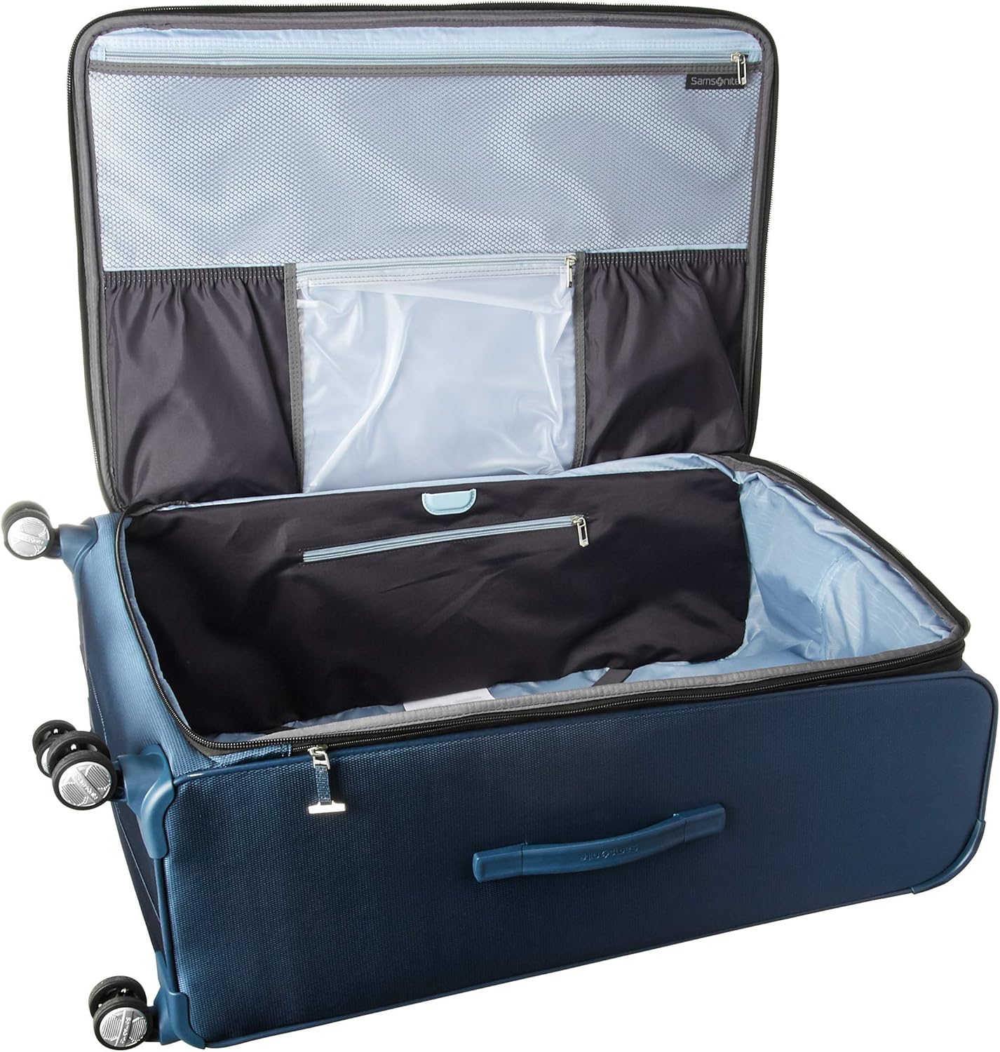 Samsonite Solyte DLX Softside Expandable Luggage with Spinner Wheels, Mediterranean Blue, Checked-Large 29-Inch