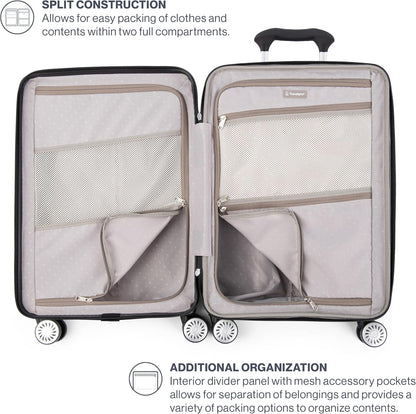 Travelpro Pathways 3 Hardside Expandable Luggage, 8 Spinner Wheels, Lightweight Hard Shell Suitcase, 3 Piece Set (21/25/28), Black Knight