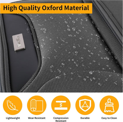 3-Piece Softside Expandable Luggage Set with Front Open Pocket, Lightweight and Durable Oxford Fabric Suitcase Set with TSA Lock (Gray, 20in/24in/28in)