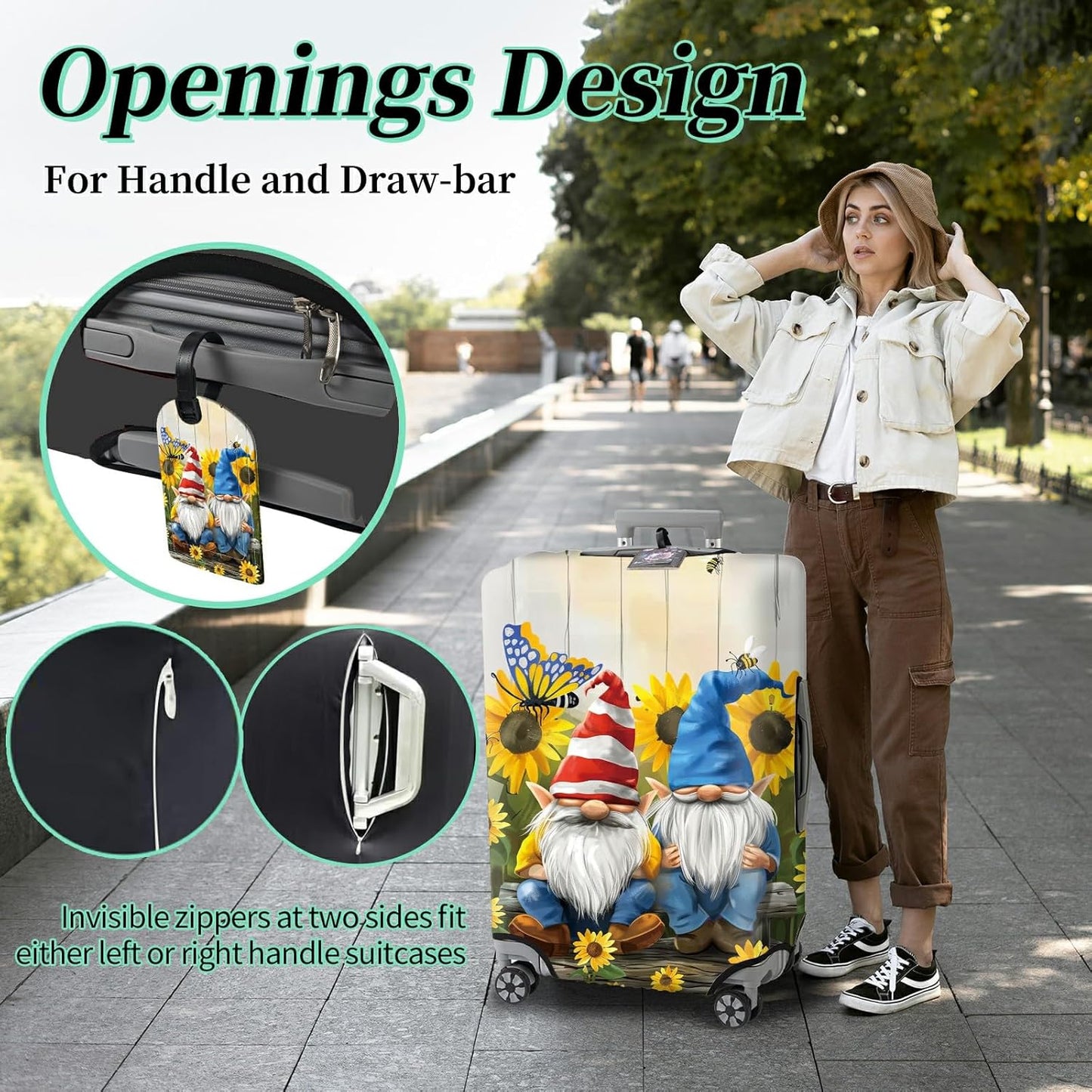 Luggage Cover Plus - Suitcase Protector with Concealed Zipper, Washable Elastic Cloth, Dustproof, Anti-Scratch for 26-28 inch Luggage (L)