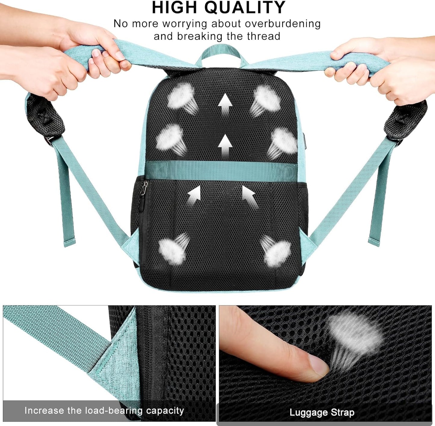 School Backpack for Teen Girls and Boys, Bookbag for College with USB Charging Port, 15.6 Inch Laptop Bag Middle School Back Pack, Teal