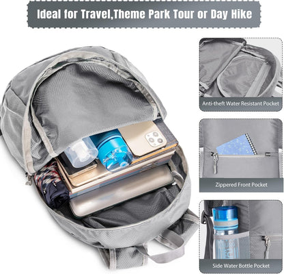 ZOMAKE Ultra Lightweight Hiking Backpack 20L, Packable Small Backpacks Water Resistant Daypack for Women Men(Silver Gray)