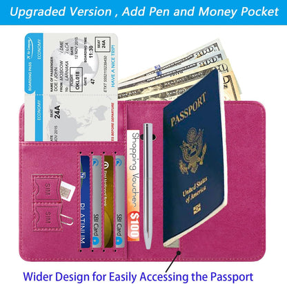 Passport Holder Cover Wallet Travel Essentials RFID Blocking Leather Card Case International Must Haves Travel Accessories for Women Men(113#Purple)
