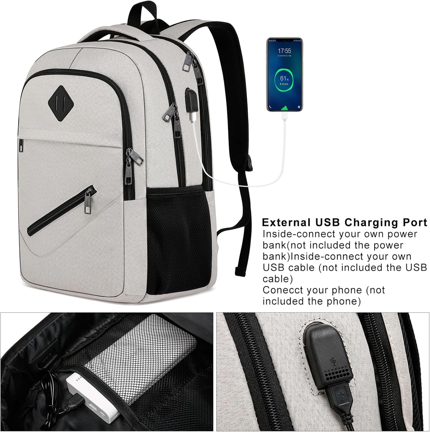 BIKROD Backpack for Girls Women, School Backpack for Teen Boys, Lightweight Casual High School Bookbag, Daily-use Travel Laptop Backpack with USB Charging Port Fits 15.6 Inch Notebook