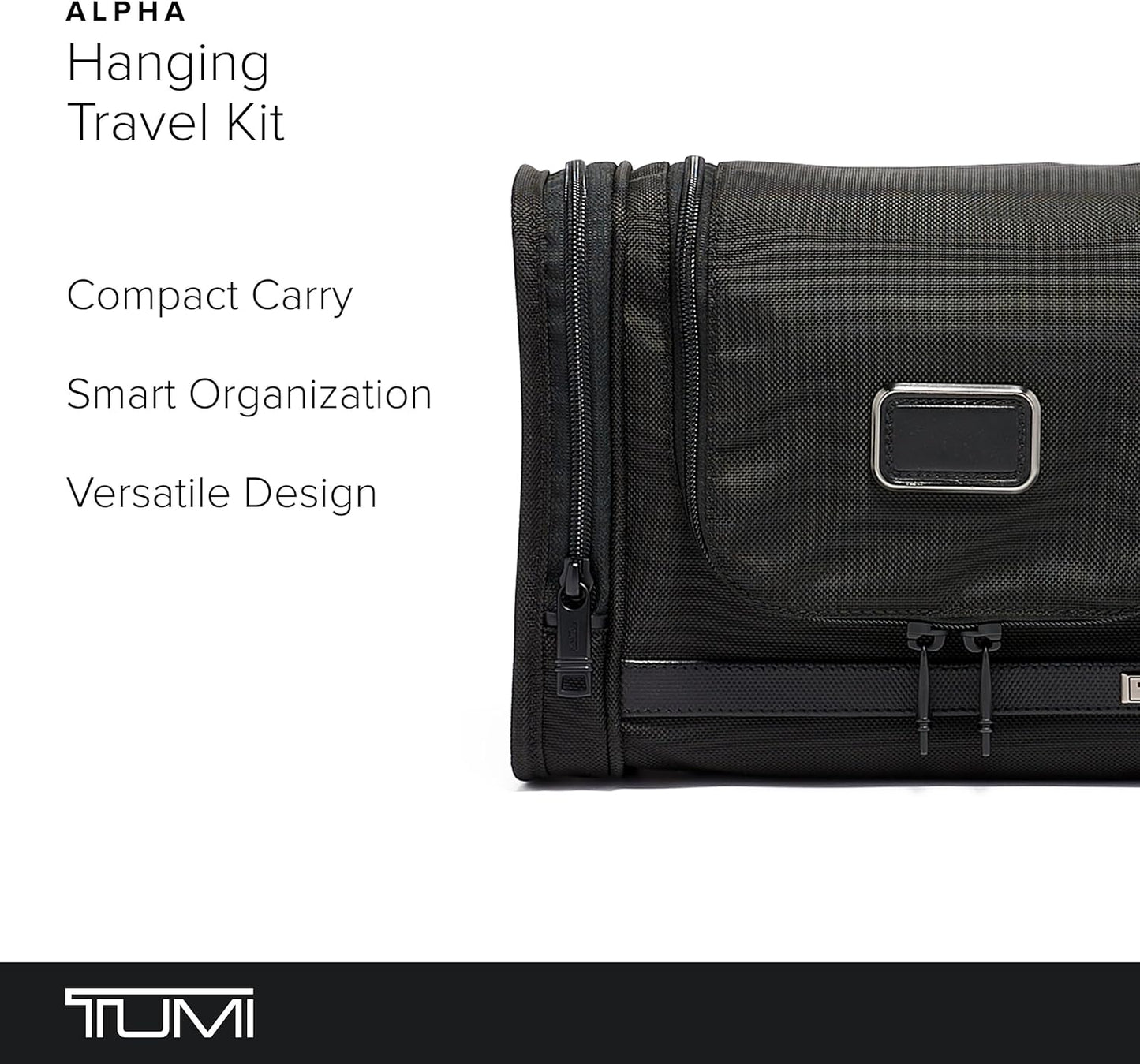 TUMI - Alpha Hanging Travel Kit - Toiletries and Cosmetics Organizer - Travel Essentials Bag with Hooks & Pockets - Black