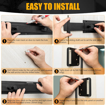 Door Bar Lock - Patented Door Barricade Security Bar - Home Safety Improvement, Door Reinforcement, Childproof, Break-in Prevention - Premium Grade Steel Door Mount for 26''-37'' Wide Doors