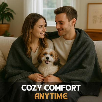 Wool Camping Blanket – 70% Wool Heavy-Duty Military Style Throw, Warm & Washable, Fire Retardant Cover for Emergency, Survival & Outdoor Use – Perfect for Camping, Car, Home & Hiking, Grey 66x90