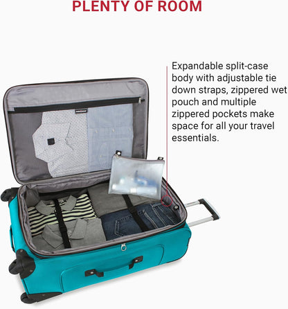 SwissGear Sion Softside Expandable Luggage, Teal, Checked-Medium 25-Inch