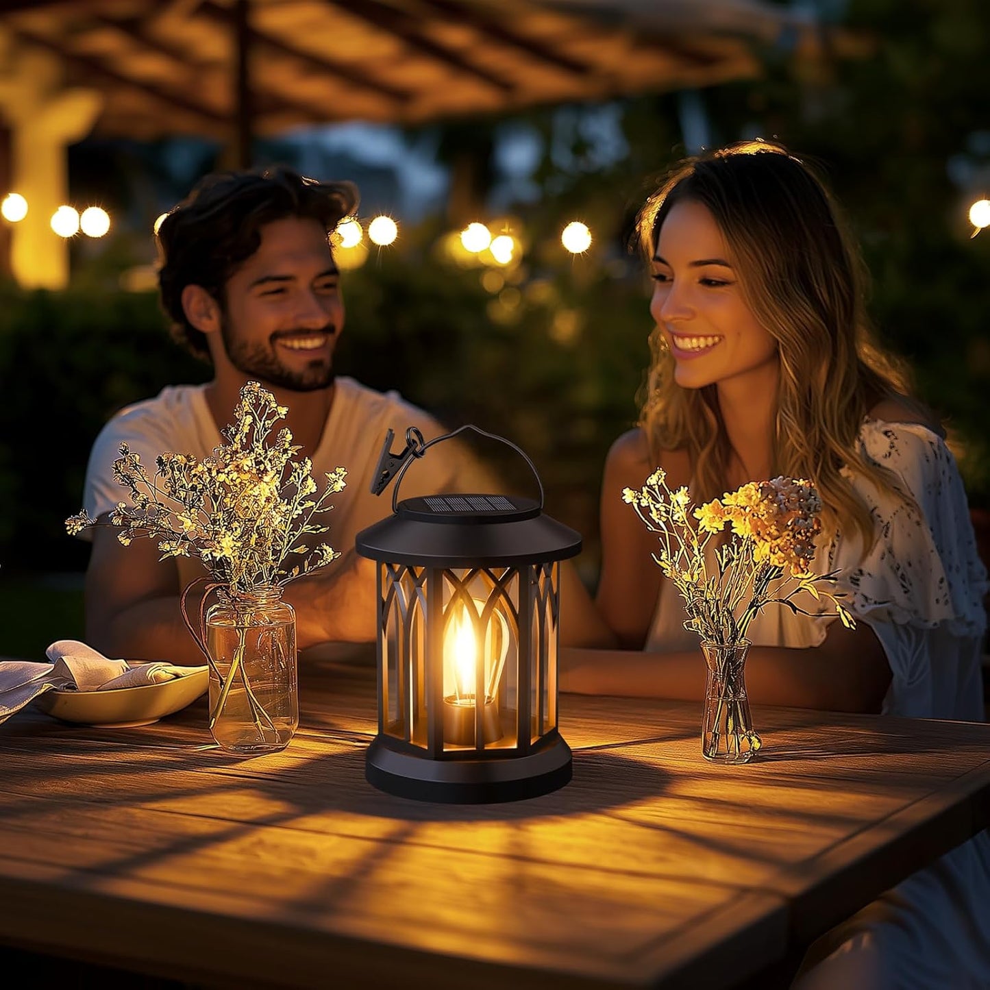 6 Pack Solar Lanterns Outdoor Waterproof - Hanging Lanterns Decorative Outdoor Patio Decor with Clip Solar Lantern for Outside - Outdoor Lanterns for Patio Garden Waterproof Gifts for Women Mom Family