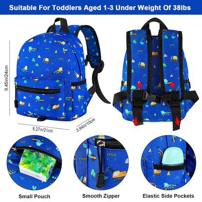 Accmor Toddler Backpack Leash, Mini Child Backpack with Anti Lost Wrist Link, Cute Kids Backpack Leash Walking Harness for Outdoor Travel, Small Excavator Backpack Tether for Baby Boys Girls Ages 1-3