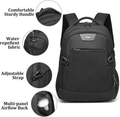DUSLANG Anti-Theft Laptop Backpack, Black, 15.6-14-13 Inch Laptop Sleeve, USB Charging Port