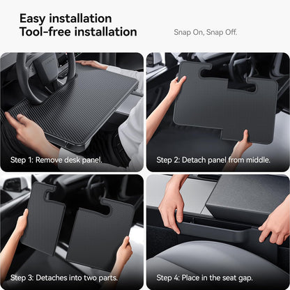 YONZEE 2-in-1 Car Steering Wheel Desk Tray & Car Seat Gap Filler Organizer – Foldable Carbon Fiber Look Table for Laptop, Eating Food, Writing – Universal Fit for Most Vehicles