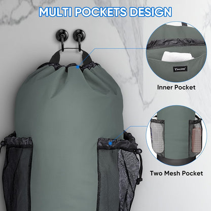 BALEINE 150L Laundry Bag Backpack, 900D Oxford Fabric Large Travel Laundry Bags with Shoulder Straps and 2 Mesh Pockets for College Dorm, Apartment, Laundromat (Dark Grey, 150L)