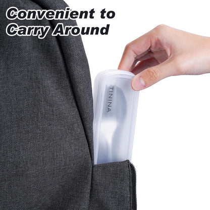 Travel Utensils with Case, 4-Piece Stainless Steel Portable Cutlery Set, Reinforced Case with Buckle Design, Lunch Box for Camping Work School, Include Fork Spoon Knife, Dishwasher Safe, Silver