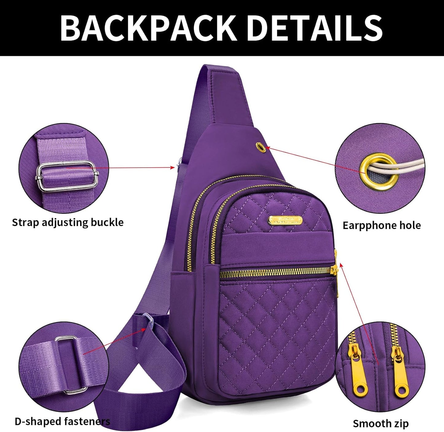 Small Sling Bag For Women Men Casual Crossbody Sling Backpack