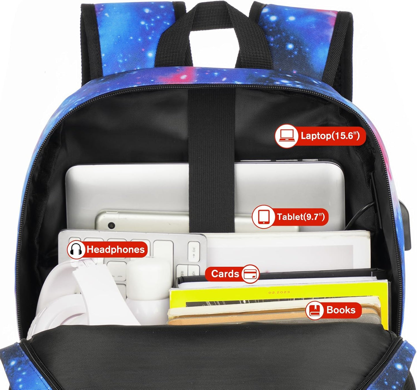 Unisex School Backpack,Casual Bookbag Adults and Teens Schoolbag with USB Port for High School College Office Work Travel