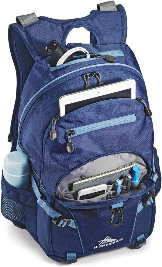 High Sierra Loop Backpack, Travel, or Work Bookbag with tablet sleeve, One Size, True Navy/Graphite Blue