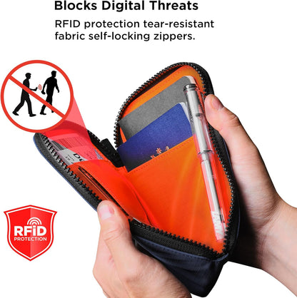 ALPAKA Zip Travel Wallet - Store Your Travel Accessories Efficiently - 3 Internal Pockets For Your Passport and More - 2 Card Slots - Made From Recycled and RFID-Protective Material