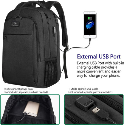 MATEIN Extra Large Travel Backpack, TSA Friendly 18.4 Inch Laptop Backpack with USB Charging Port, Anti Theft Flight Approved Business Work College Computer Big Bag for Women Men, Black