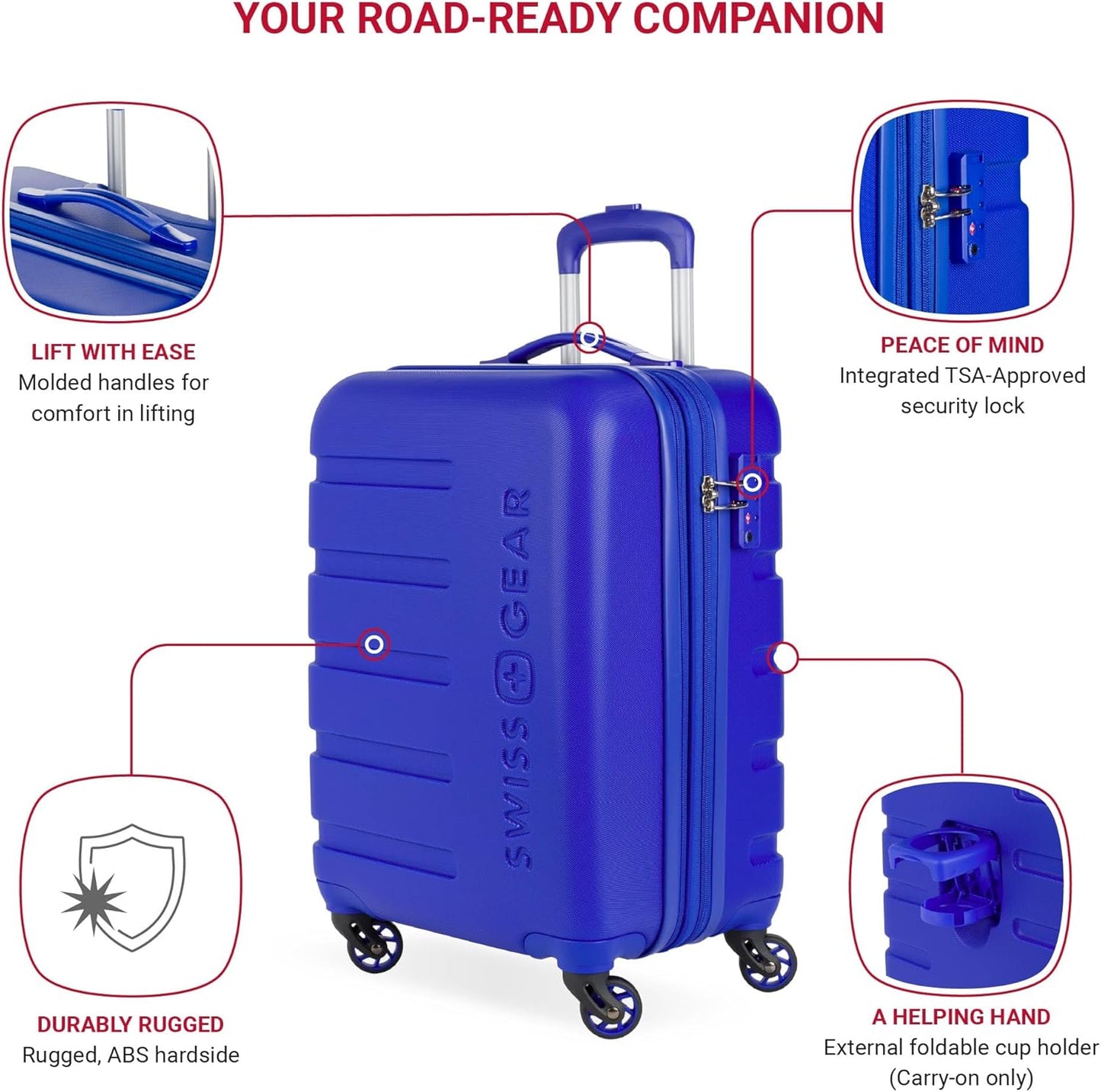 SwissGear 7366 Hardside Expandable Luggage with Spinner Wheels, Cobalt, 2-Piece Set (19/27)