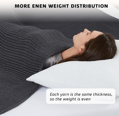 L'AGRATY Knitted Weighted Blanket - 60"x80" 15lbs Cooling Chunky Knit Heavy Blanket for Adults Braided Crochet Throw Thick Cable Yarn Knit Decorative No Beads Evenly Weighted Machine Washable