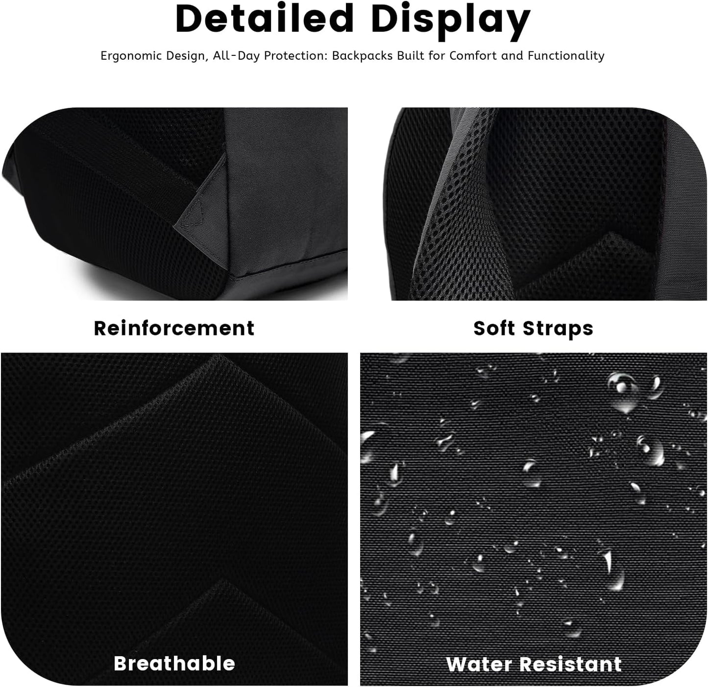 Lanola Basic Multi-Pocket Multipurpose Backpack Classical Water Resistant Student Bookbag For School Business Travel or Casual Daypack Backpacks for Men or Women - Black