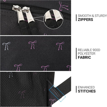 ZORFIN 26L Backpack for College, and Travel: Water Resistant Bookbag - Bow Black