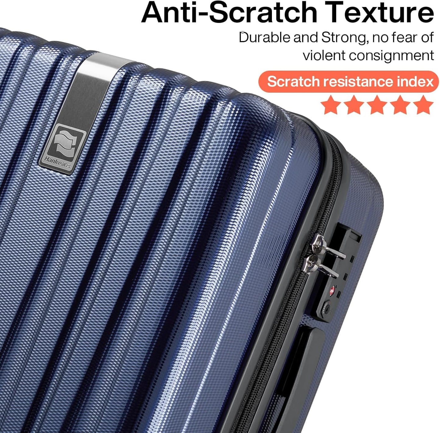 Hanke Luggage Sets 3 piece Carry On Luggage with Wheels PC Hard Shell Suitcases Lightweight Checked Travel Luggage Large Travel Suitcase Woman Men 20/24/29 Inch(Dark Blue)
