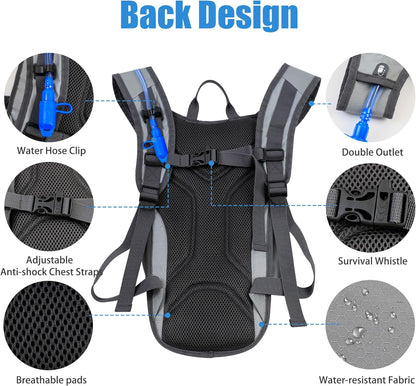 Zavothy Hydration Backpack with 2L Hydration Bladder Water Backpack for Hiking Hydration Pack for Running Cycling Hiking