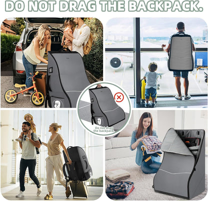Car Seat Travel Bag for Airplane – Padded Carseat Backpack Carrier for Airport Travel – Fits Convertible & Booster Seats – Waterproof, Durable, Airline Approved – for Parents on the Go