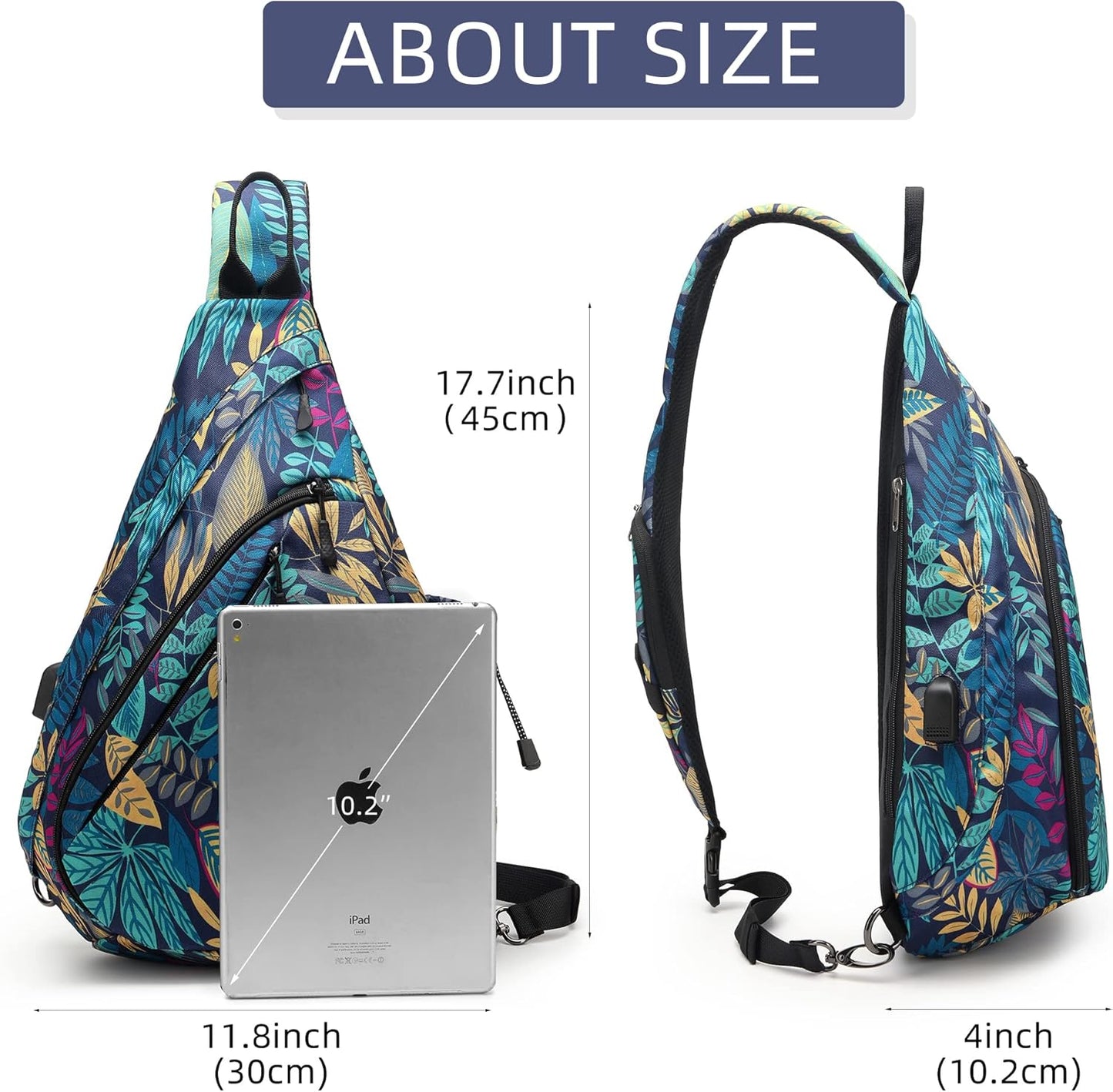 Water-Proof Sling bag/Crossbody Backpack/Shoulder Bag with USB Charging Port for Travel, Hiking, Cycling, Camping