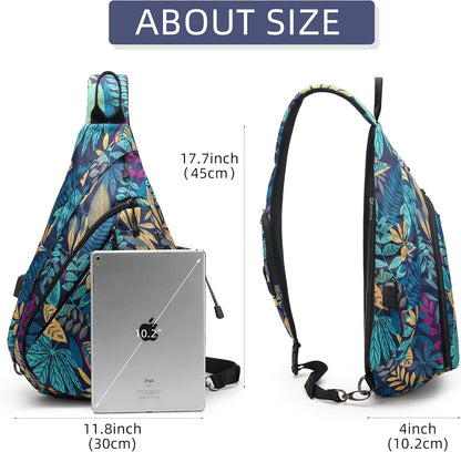 Water-Proof Sling bag/Crossbody Backpack/Shoulder Bag with USB Charging Port for Travel, Hiking, Cycling, Camping
