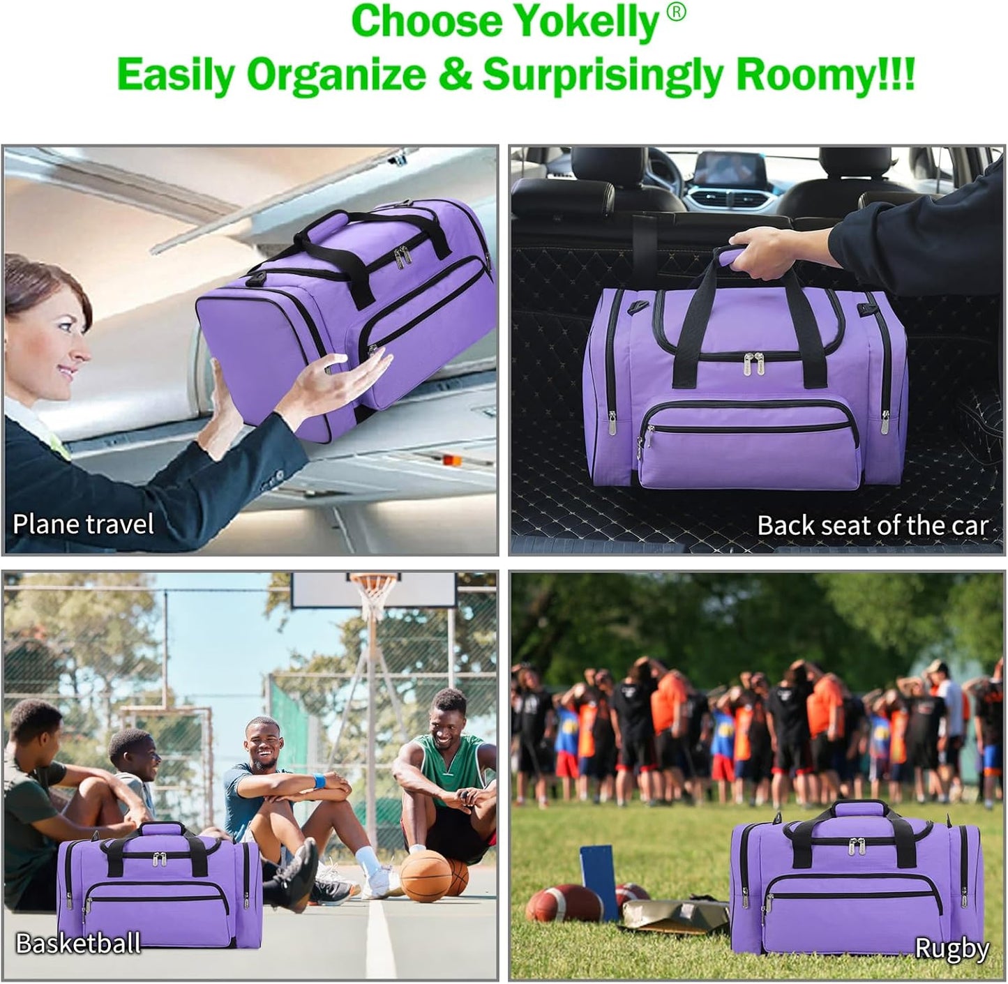 Sports Duffel Bag 20 inch for Travel Gym - Purple