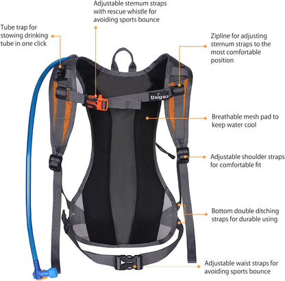 Unigear Hydration Pack Backpack with 70 oz 2L Water Bladder for Running, Hiking, Cycling, Climbing, Camping, Biking