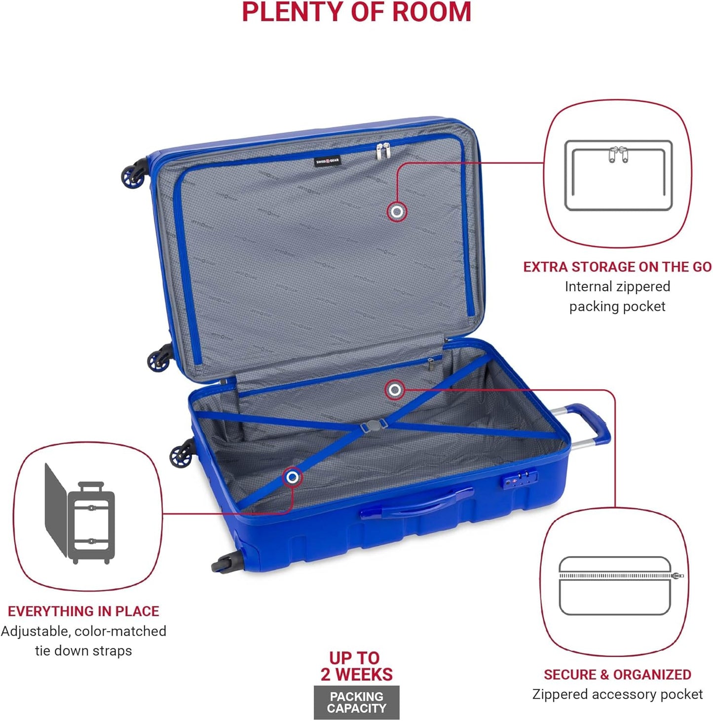 SwissGear 7366 Hardside Expandable Luggage with Spinner Wheels, Cobalt, 2-Piece Set (19/27)