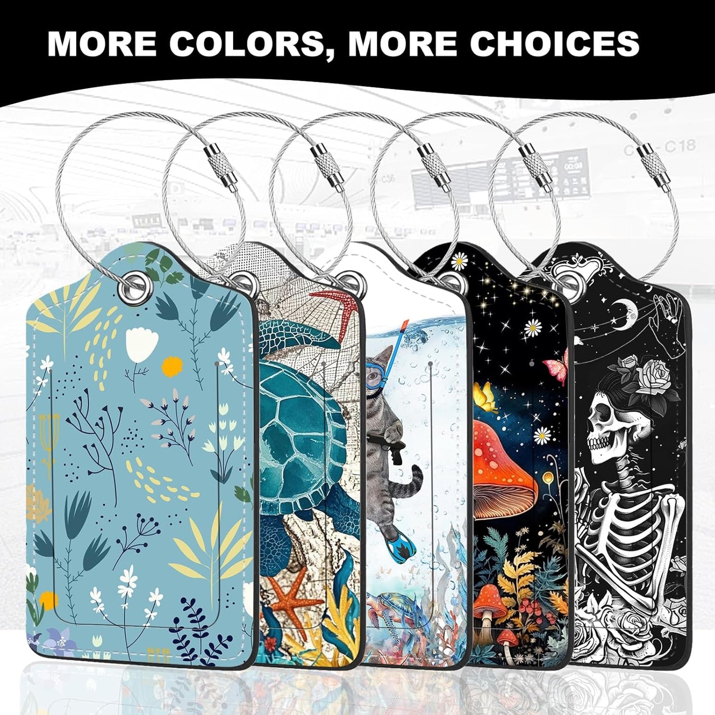 2Pack Luggage Tags for Suitcases, Cute Unique Pu Leather Cruise Luggage Tag with Privacy Cover ID Label Address Card and Metal Ring Suitable for Women Men Kids Travel Bag Sun and Moon Face