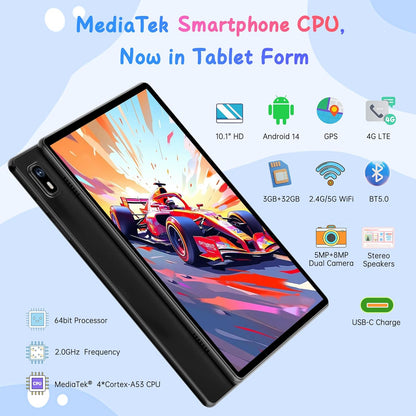 HAOVM Tablet 10 inch, 4G SIM Unlocked, Android 14 Tablet with SIM Card Slot, IPS Touch Screen, 2.0GHz Fast Processor,3GB+32GB+TF Expand,2.4G/5GHz WiFi,8MP Camera, GPS, Pink case