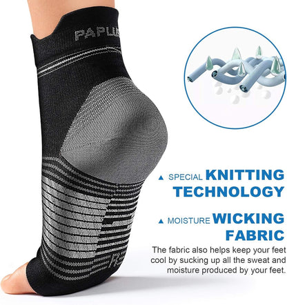 Plantar Fasciitis Sock (6 Pairs) for Men and Women, Compression Foot Sleeves with Arch and Ankle Support, Black, XX-Large