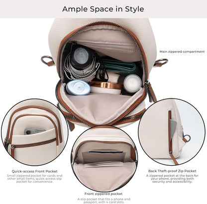 Alldaily Large Sling Bag for Women Crossbody Purse Leather Fashionable Trendy Chest Bag for Travel, Fanny Pack (White)