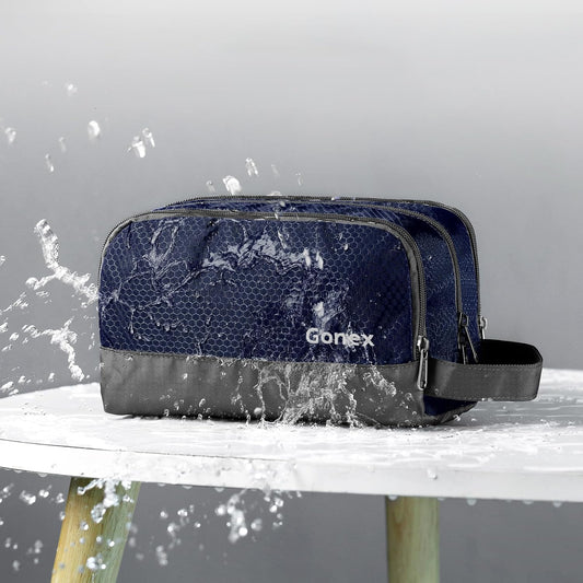 Gonex Travel Toiletry Bag Nylon, Dopp Kit Shaving Bag Toiletry Organizer Deep Blue
