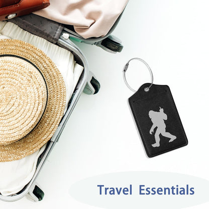 2Pcs Luggage Tag for Suitcase Black Sasquatch Cute Luggage Tag with Privacy Flap & Name ID Label & Metal Loop,Travel Suitcase Tags for Women