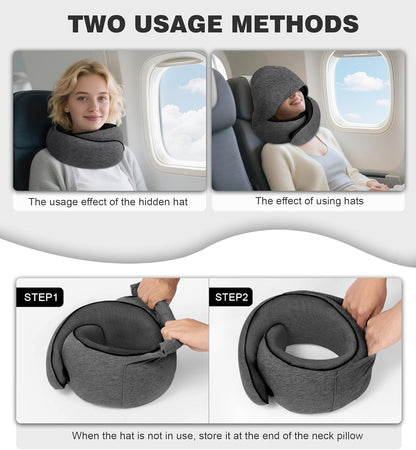 Airplane Travel Pillow, Memory Foam Travel Pillow, Suitable for Sleeping on Planes, in Offices and in Cars, a Must-Have for Long Flights, and a Necessity for Road Trips.