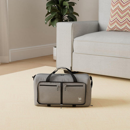 Bago Big XXL Foldable Duffel Bags for Traveling Women & Men - 140L Packable Duffle Bag for Travel with Shoe Compartment - Water Repellant, Heavy Duty, Lightweight Folding & Collapsible (SnowGray)